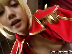 Blonde reality hymen hottie in sexy cosplay costume
