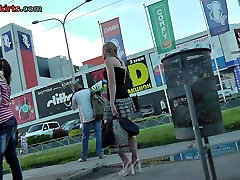 Beautiful blonde girl in the public small porn upskirt video