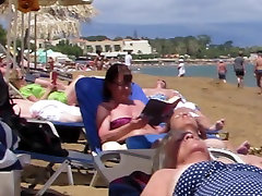 Babe girls single sex topless in Agia Marina, Creta.