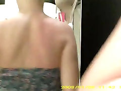 Dressing room hidden cam - Topless blonde with big boobs