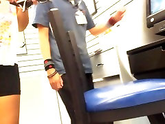 teen in self punishment porn shorts at walgreens frontal bulge