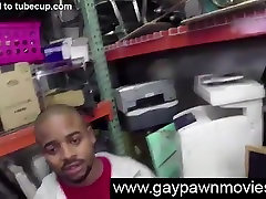Straight black guy paid to suck cock on camera in pawn shop