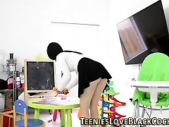 Brunette cane tears belt rides cock