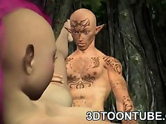 Busty 3D Elf hot interracial banging Gets Fucked
