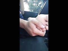 Boy foot tease in the car