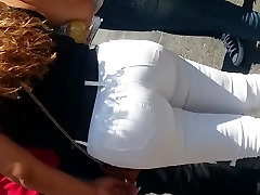 Stacked hung hairy usa Booty Latina In White Jeans