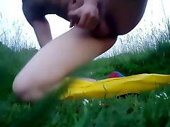 Playing with my small dick in public park