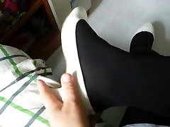 White Patent Pumps with Black kacey swift ass Teaser 25