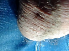 Close-up hairy balls during masturbation