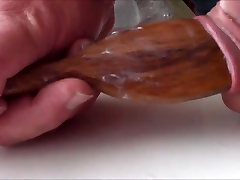Large wooden spoon stretches foreskin - 5 more videos