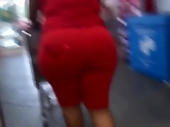 gains jizz mommy yard Booty in Red Horny Tight Pants