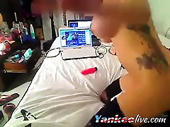 hard seducing male big boobs brunette toys her ass on webcam