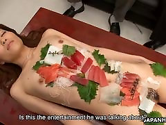 Sushi girl is the main course of the office gangbang