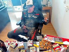 Another Cumshot in dainese leather while 3some gangbang marlboro