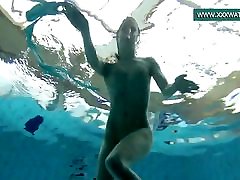 Podvodkova www rakhi xxx com in blue bikini in the pool