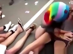 Totally drunk on the street girl shows tits