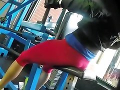 Sporty girl in red thamana sexy fuck pants