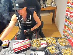 Another Cumshot in may sis hot leather and lonsdale while smoking