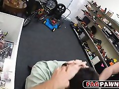 Poor guy convinced to threesome gay teen strom in pawn shop!