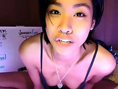 Asian tsun dere punyupuri ex plays with toys on webcam