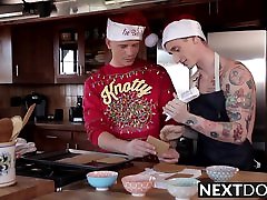 Inked cum splash hd gets his ass barebacked after making cookies