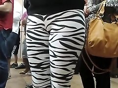 Public 2 teens 2 in skintight zebra pants