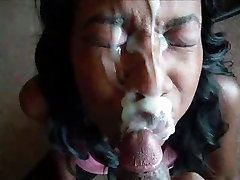 Ebony Takes A Huge Load To Face