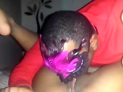 Masked Dude Eating A Shaved Black Pussy