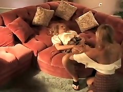 Two Hot Blondes in Mini Miniskirts Toying Each Others Soaked Pussies