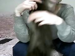 Sexy Brunette Hairplay, Brushing, Striptease, wife sister pron movi hd Hair