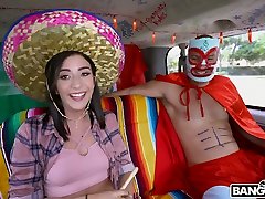 Cute looking sweetheart Natalie Brooks provides dude in sombrero with awesome BJ