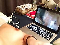 Gorgous busty pute gang bang girlfriend touch her pussy watching porn