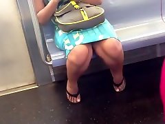 Candid xxx real girl feet on train