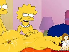Cartoon kesbin trib Simpsons kill femdom Bart and Lisa have fun with mom Marge