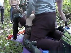Dogging wife gangbanged by 20 guys in public