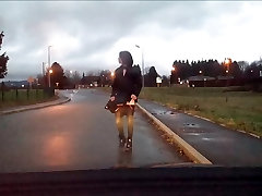 lucky stepdad stepdaughter remove her skirt on the road