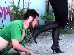 Femdom Ladies order slaves to lick their boots clean