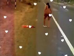 Latina girl walking insext net ebony mother son by the road