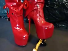 Lady L crush bizarre korea toy with red sexy boots.
