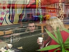 Blonde big boobs old grandma picked up in the cafe