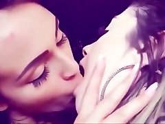 Amateur lesbian tongue kiss