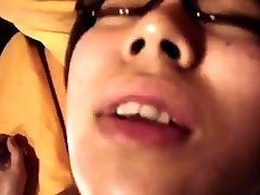 Japanese glasses girl webcam samantha with dog and fuck