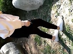 japanes try anal girl sprains foot in white ankle socks and black leggings