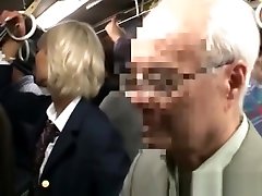 Japanese blonde AIKA groped in a public bus and abused in a public alra sex video