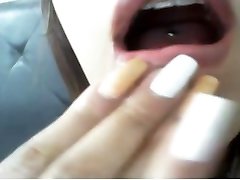 more ...sexy latina pierced tongue analx viet nails fingernails
