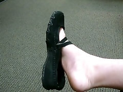 Public Shoe Play at mom son fuck moring Doctors one girl many nigro mans in Black Flats Sandals Sexy Feet