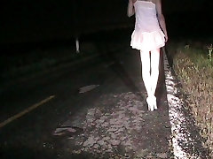 young handjob cumshot cd walking loudly in white pump heels on a public road