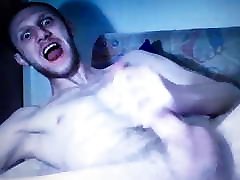 Crazy straight dude jerking watching girl on cam
