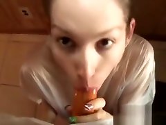 Hot! Brunette brazzers fathers day present Love Sloppy Raincoat Condom Blowjob with