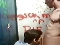 Retro glory hole cock sucking activities with wash two girls one boy gays